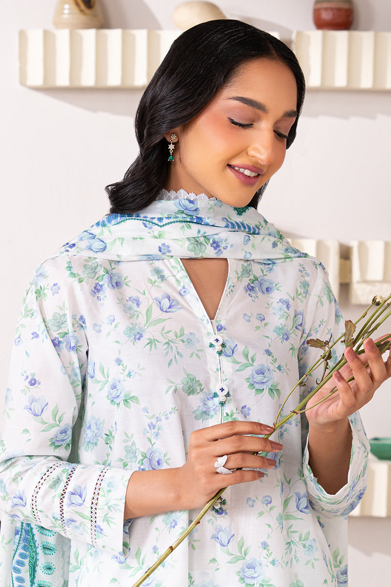 Majestic White 3 Piece Printed Lawn Suit for Women - Elegant Pakistani Formal Dress - Perfect for Weddings, Parties & Special Occasions