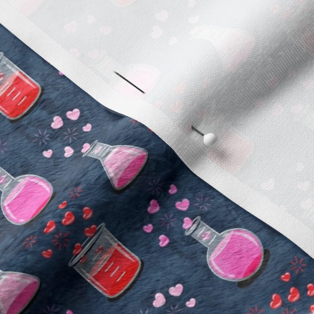 Small Scale Love Science Valentines Blue Hearts Bubbles Chemistry Printed Minky Fabric Fat Quarter - Soft Plush Fabric for Sewing Baby Blankets, Quilt Backing & DIY Projects - Perfect for Valentine's Day Gifts & Nursery Decor