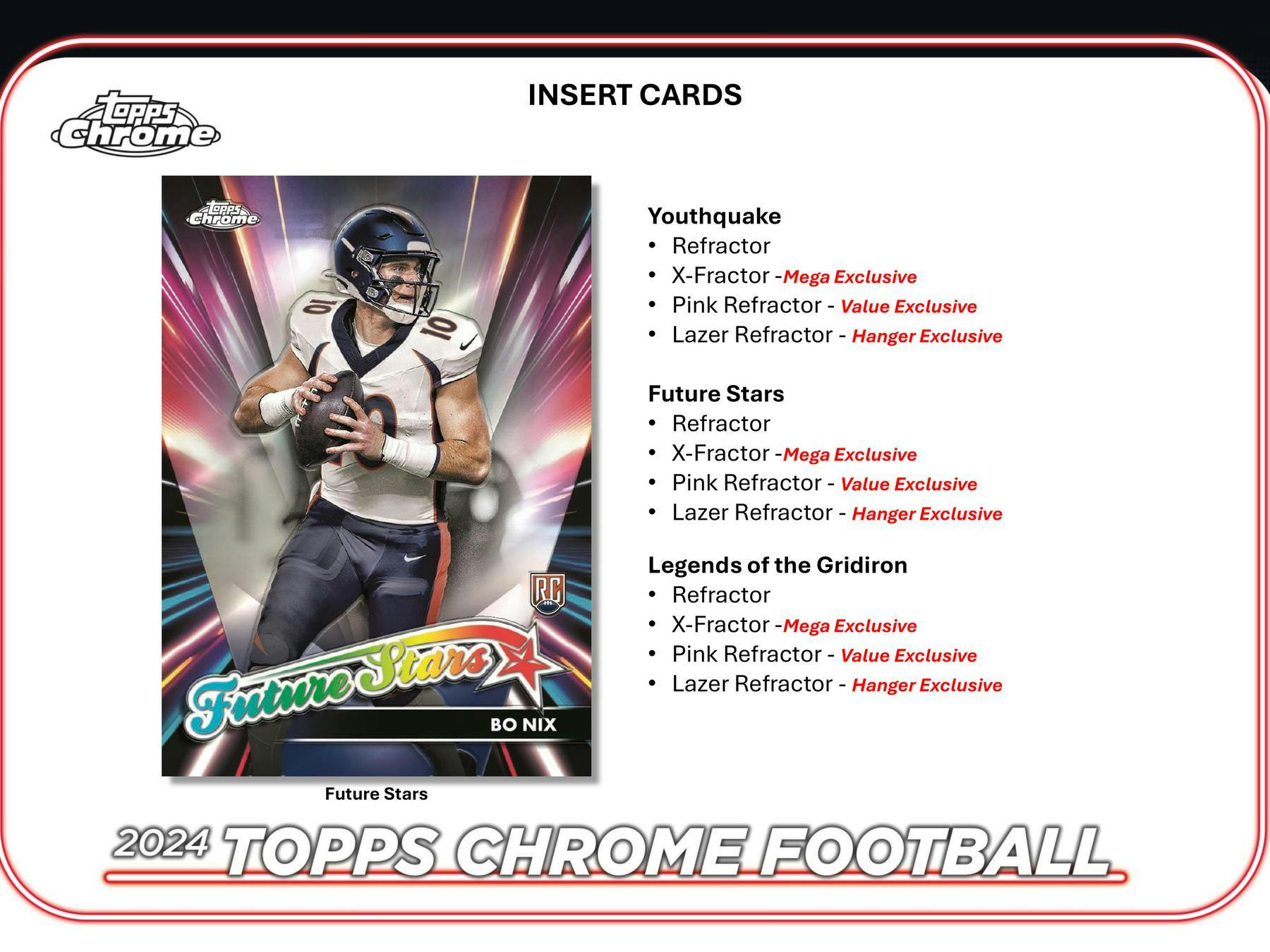 2024 Topps Chrome Football Mega Box - Premium Trading Cards for NFL Fans & Collectors - Perfect for Gifts, Investments, and Fantasy Football Enthusiasts