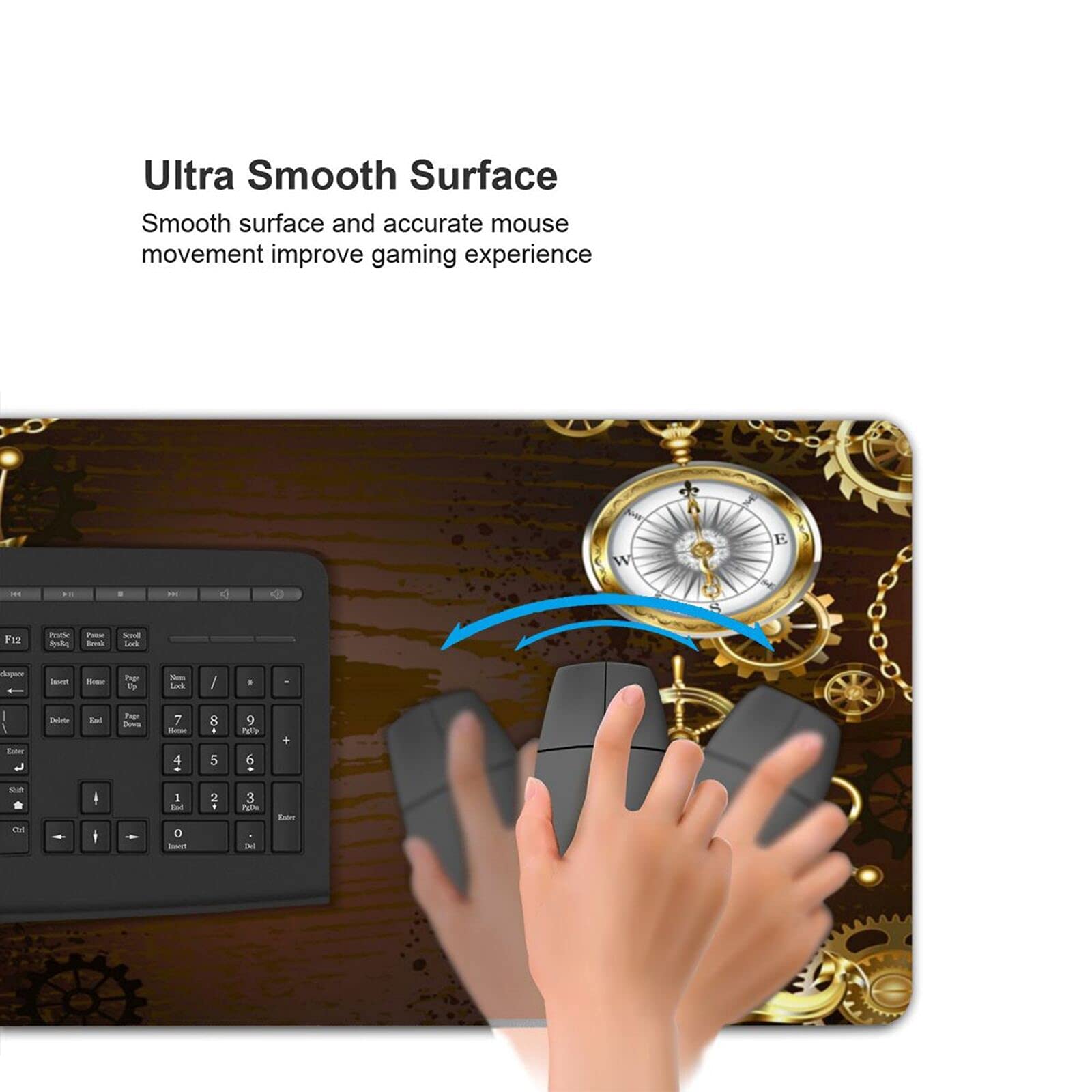 Steampunk Gaming Mouse Pad - Extra Large Extended Mouse Mat with Keyboard Pad for PC, Laptop & Computer Gamers | Perfect for Gaming Setups, Office Work & Home Desks