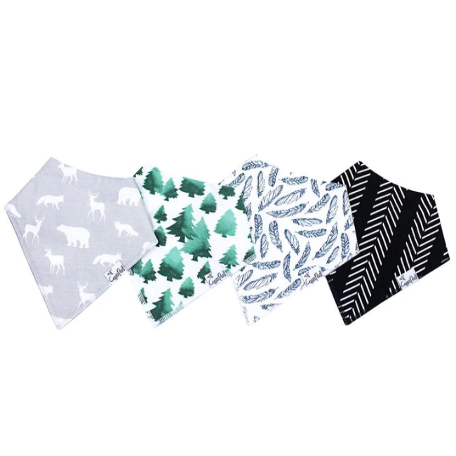 Copper Pearl Baby Bandana Bibs 4-Pack - Soft & Absorbent Drool Bibs for Infants & Toddlers - Woodland Animal Print - Perfect for Feeding, Teething, and Everyday Use