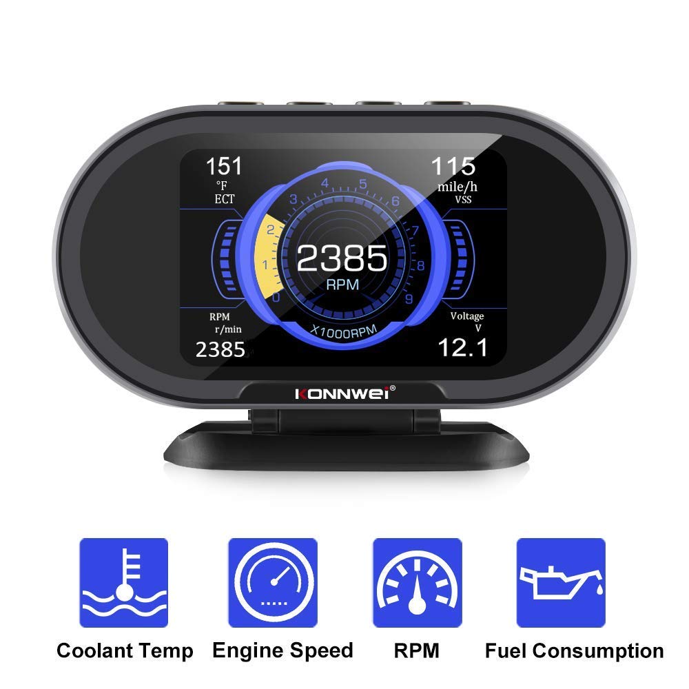 KW681 OBD2 Scanner & KW206 OBD2 Gauge - 6V/12V Battery Tester, Car Diagnostic Tool for Engine Fault Codes, Live Data & Performance Monitoring - Perfect for Mechanics, DIY Enthusiasts & Vehicle Maintenance