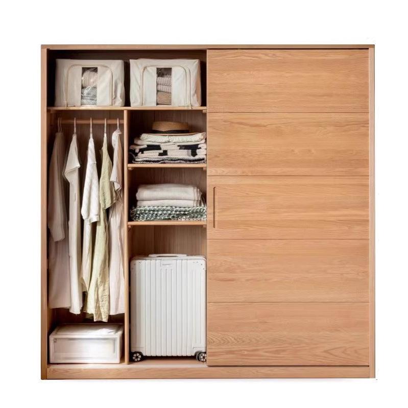 Solid Oak Wood Sliding Door Wardrobe Closet - Modern & Durable Storage for Bedroom, Living Room, or Walk-In Closet Organization