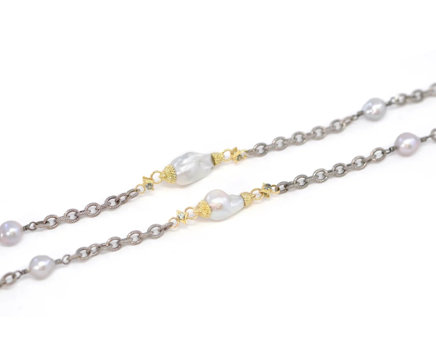 Elegant Pearl Stations on Chain Link Necklace - Perfect for Weddings, Parties & Everyday Wear