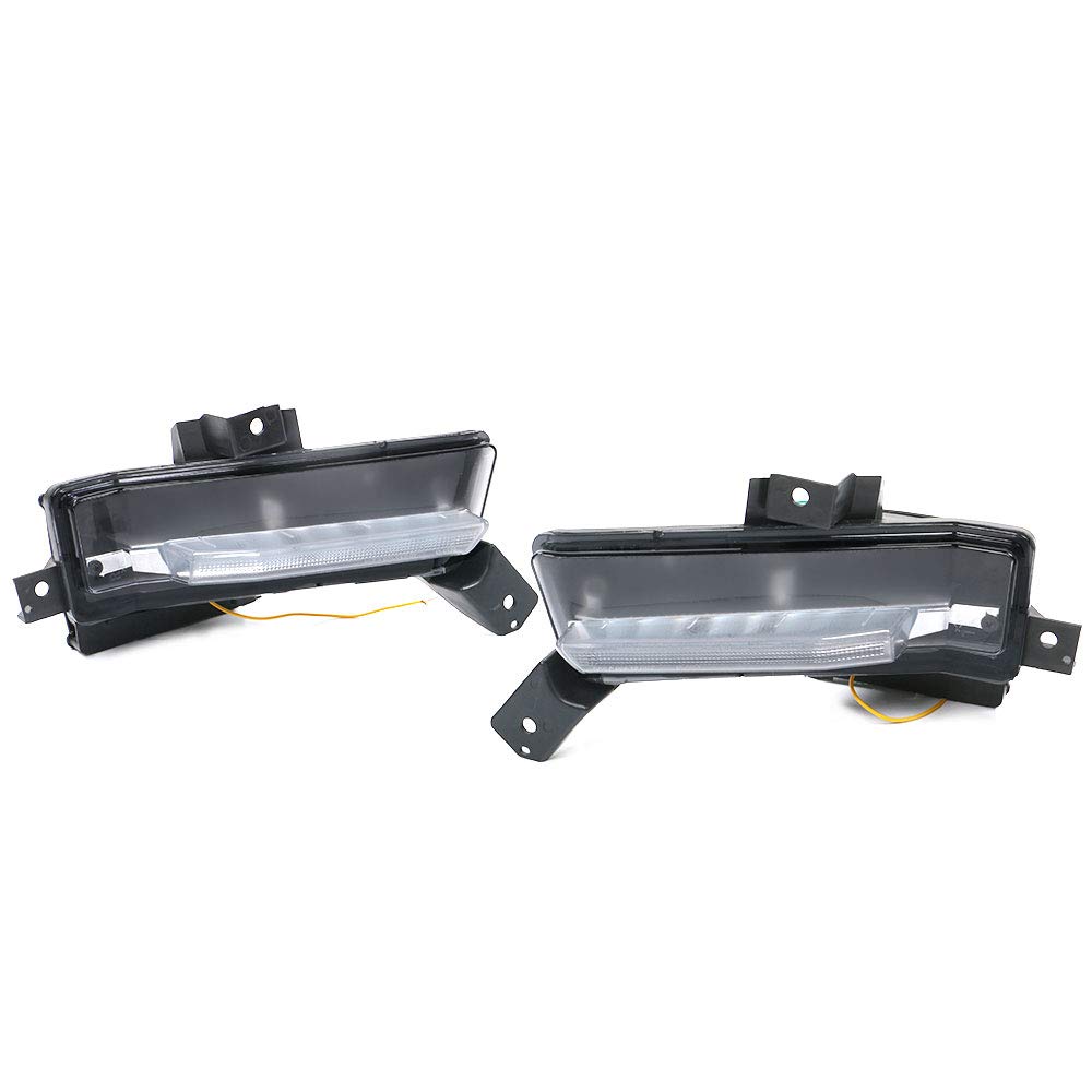 IKON MOTORSPORTS Fog Lights for 2016-2018 Chevy Camaro SS - DRL Daytime Running Lights with Clear Lens & Yellow Turn Signal - 2PC ABS PC - Perfect for Night Driving & Enhanced Visibility