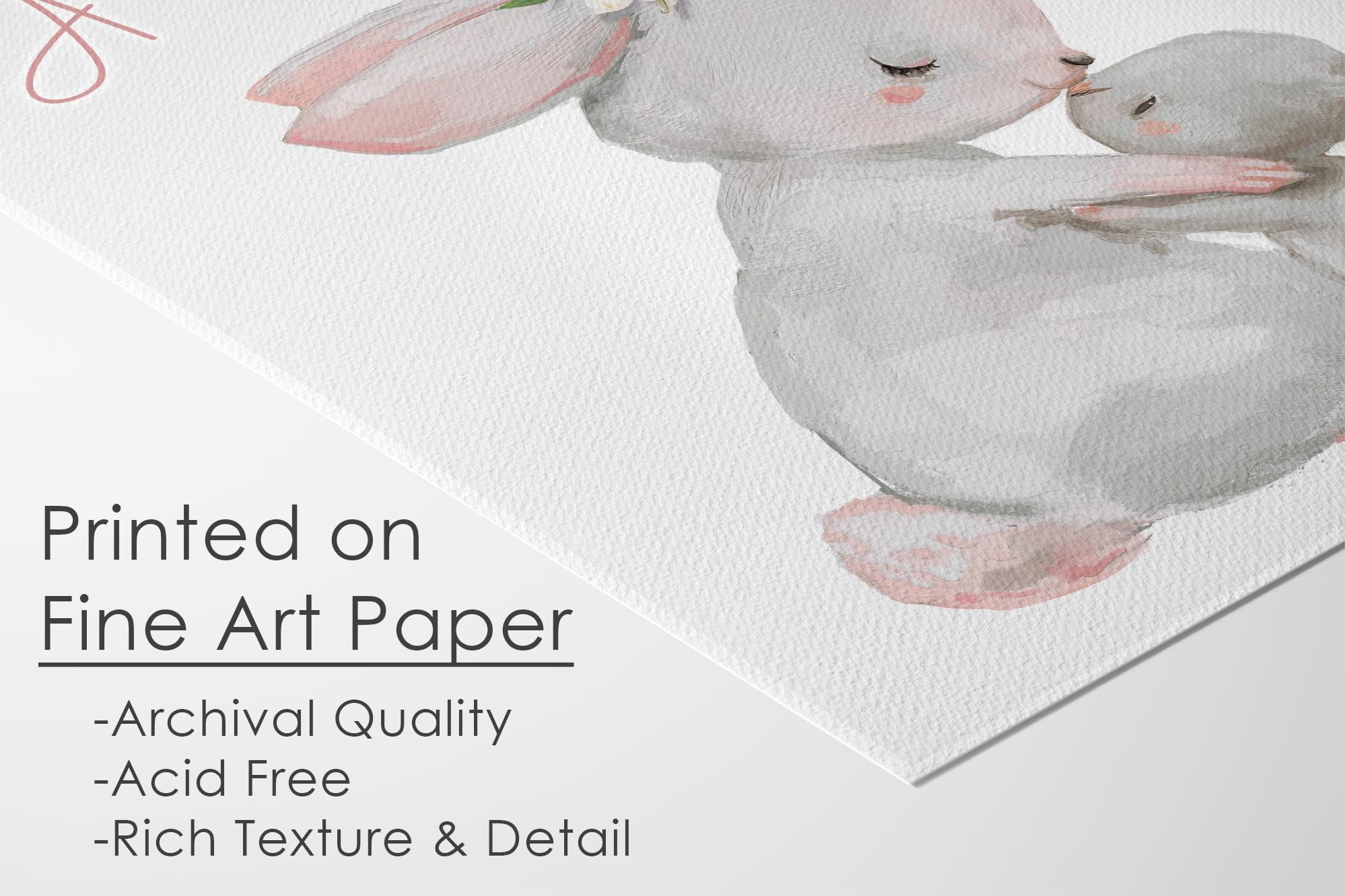 Mother and Child Bunny Wall Art Print - Unframed 8x10 - Nursery Decor, Bedroom Wall Art, Aesthetic Room Decor - Perfect for Baby Shower Gifts & Kids Room Decoration