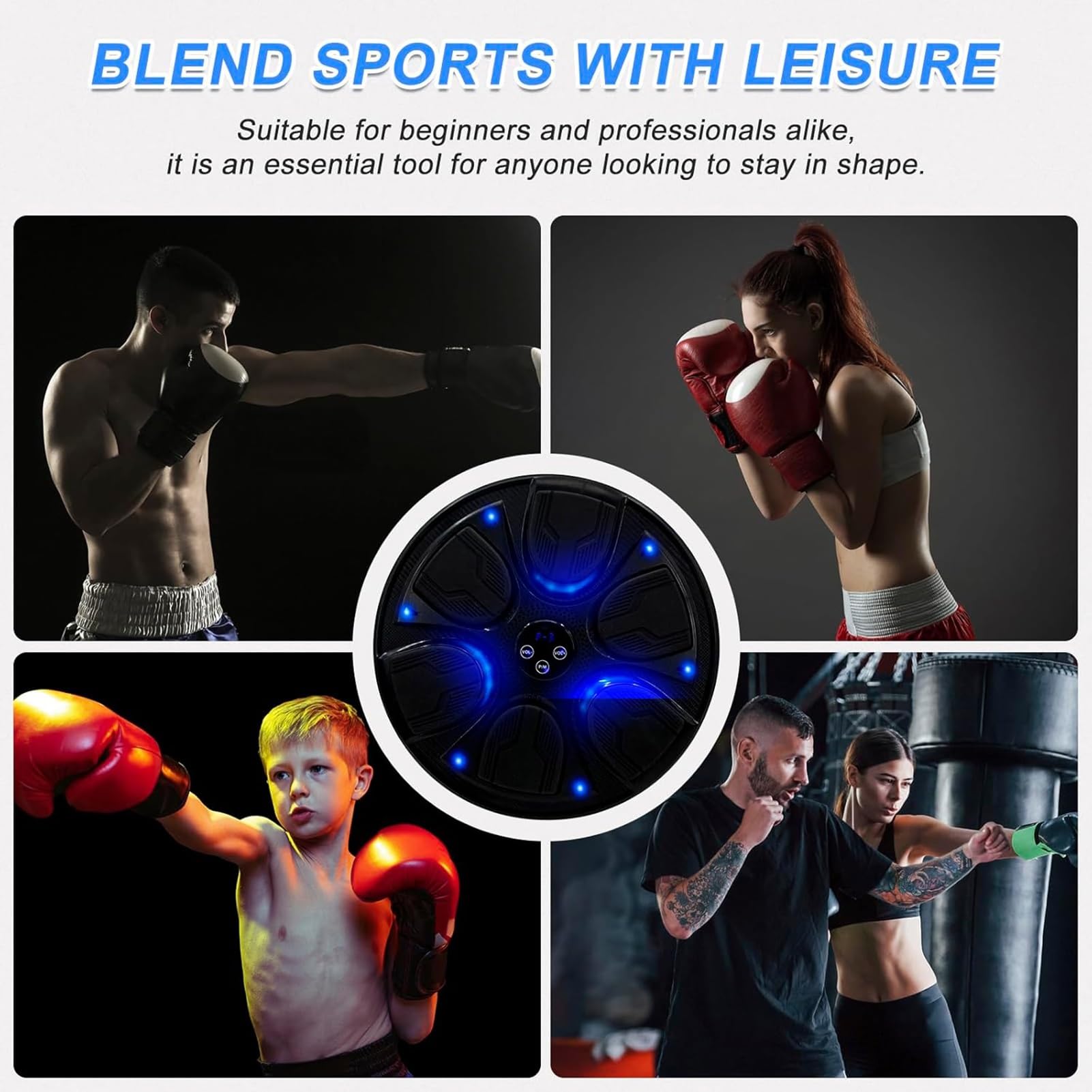 Wall Mounted Electronic Boxing Trainer with LED Lights - Home Gym Equipment for Boxing Training, Fitness & Exercise | Perfect for Indoor, Garage & Boxing Gym Workouts