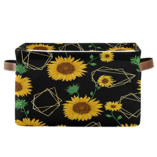 STAYTOP Large Collapsible Storage Basket - Waterproof Laundry & Toy Organizer with Handle for Home, Office, Bedroom, Kids Room - Multi-Purpose Gift Basket (Vibrant Sunflower, Rectangular, 1PC) - Perfect for Closet Organization, Toy Storage & Laundry Sorting