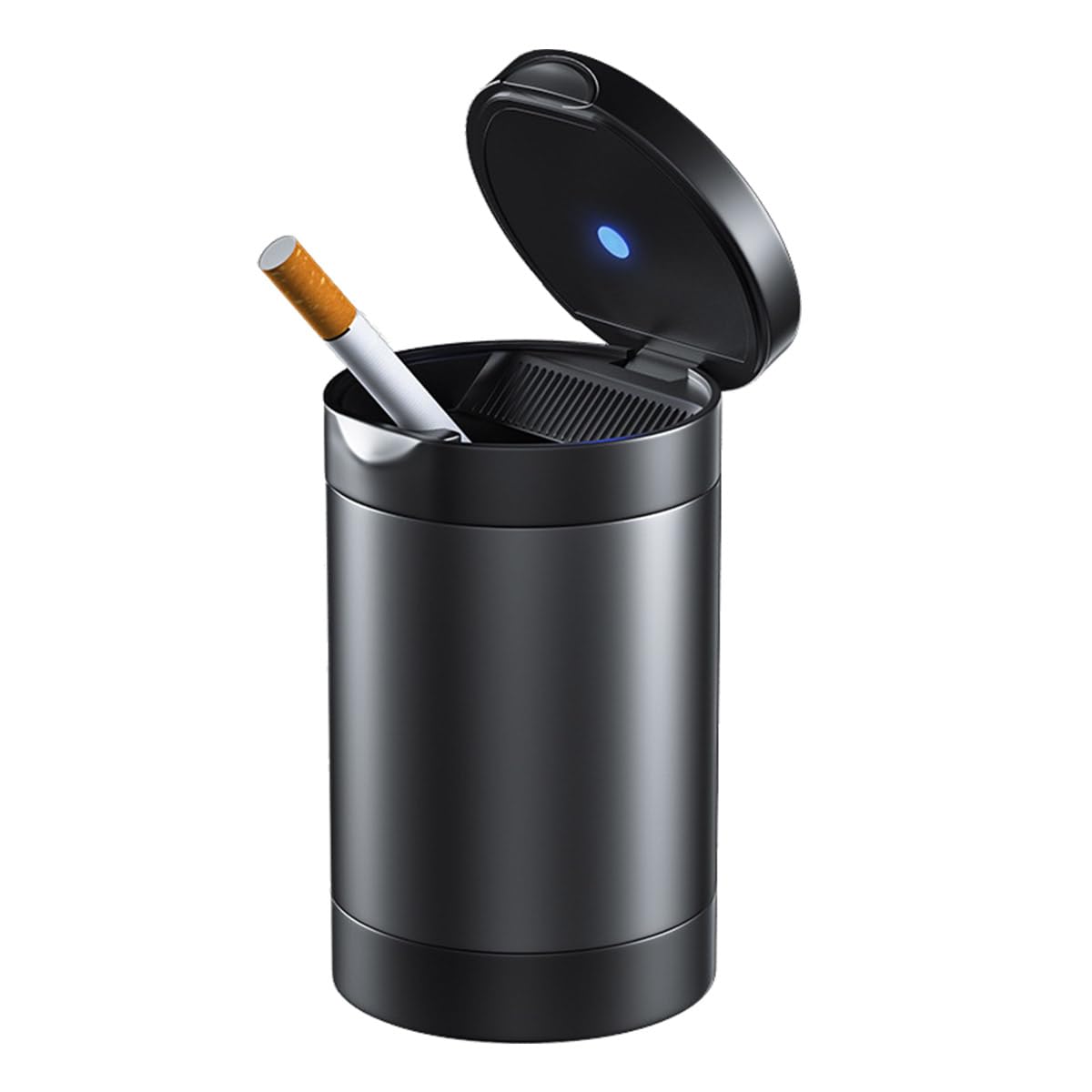 Augeny Detachable Car Ashtray with Lid & LED Blue Light - Zinc Alloy Portable Auto Ashtray Trash Can for Cars, Trucks, SUVs - Universal Vehicle Interior Accessories (Gray) - Perfect for Road Trips, Commuting & Smoking Drivers