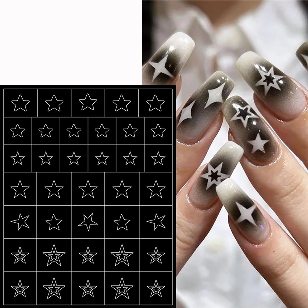 3D Heart Star Nail Stickers - Self-Adhesive Nail Art Decals for DIY Manicure & Salon Use