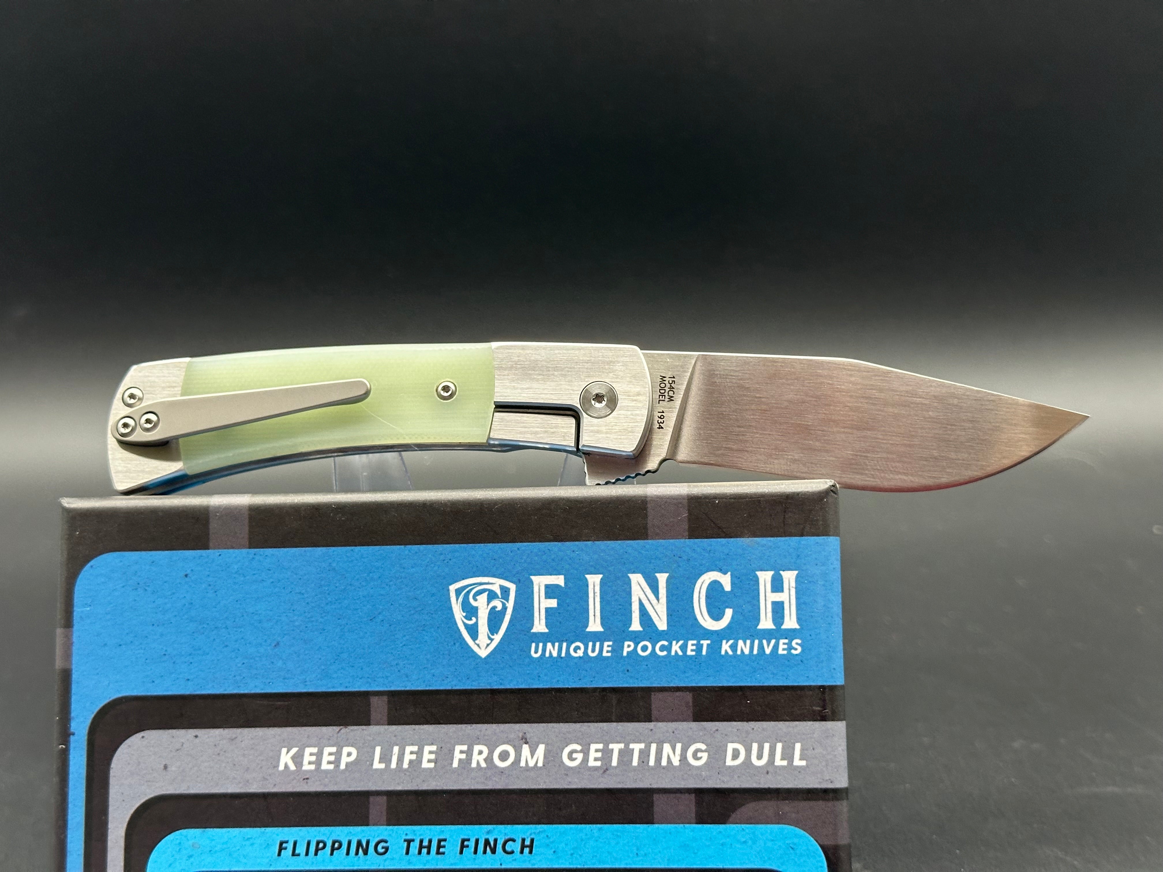 Finch Knives Model 1934 Frame Lock Pocket Knife - Ghost Green G10 Handle, Satin Finish Blade - EDC, Outdoor, Camping & Survival Gear