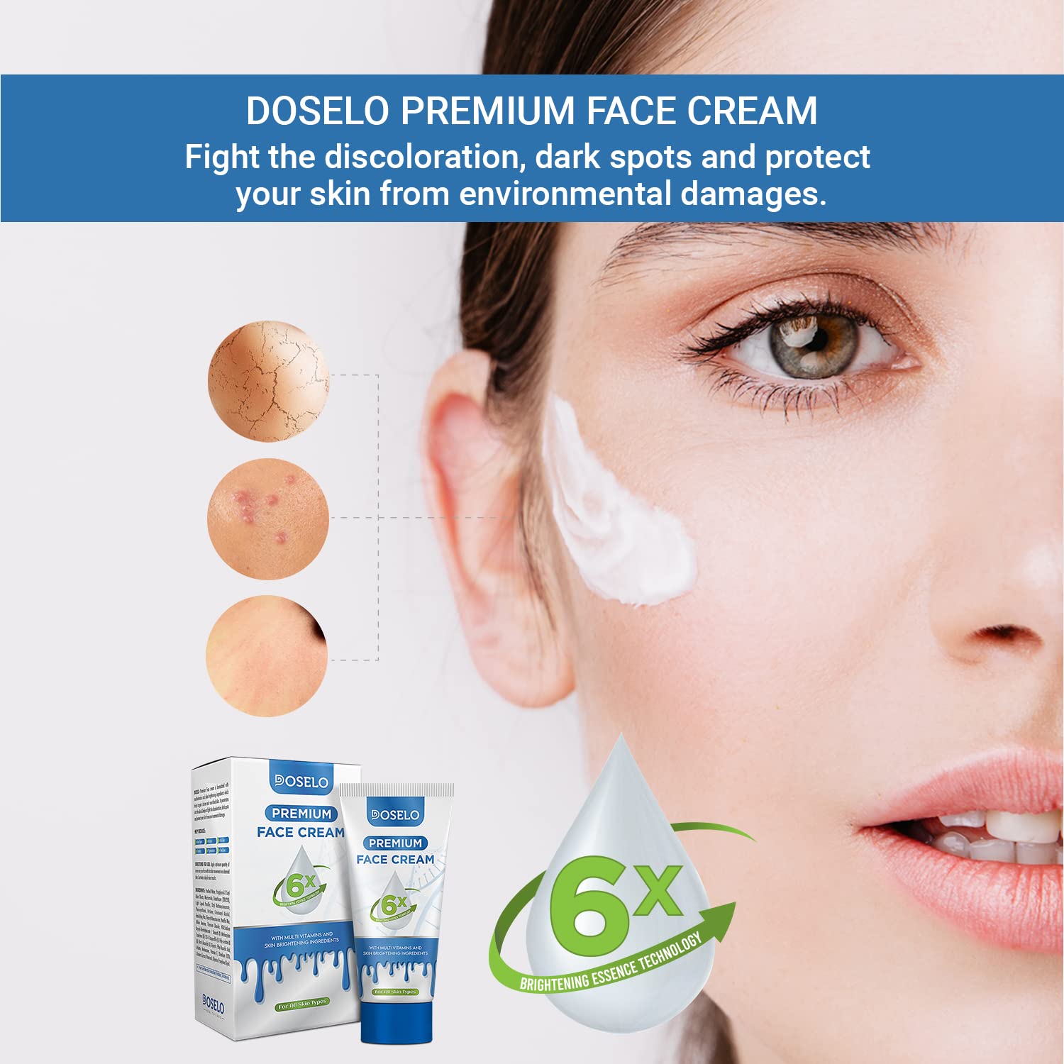 DOSELO Premium Face Cream for All Skin Types - Hydrating & Anti-Aging Moisturizer for Dry, Oily & Sensitive Skin | Day & Night Skincare Routine