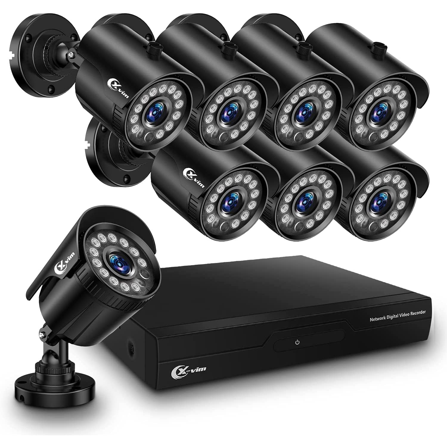 XVIM 8CH 1080P Wired Security Camera System with DVR (No HDD) - 8 Pack 2MP Outdoor IP66 Waterproof CCTV Cameras, Night Vision & Motion Detection, Remote View via Mobile App for Home & Business Surveillance