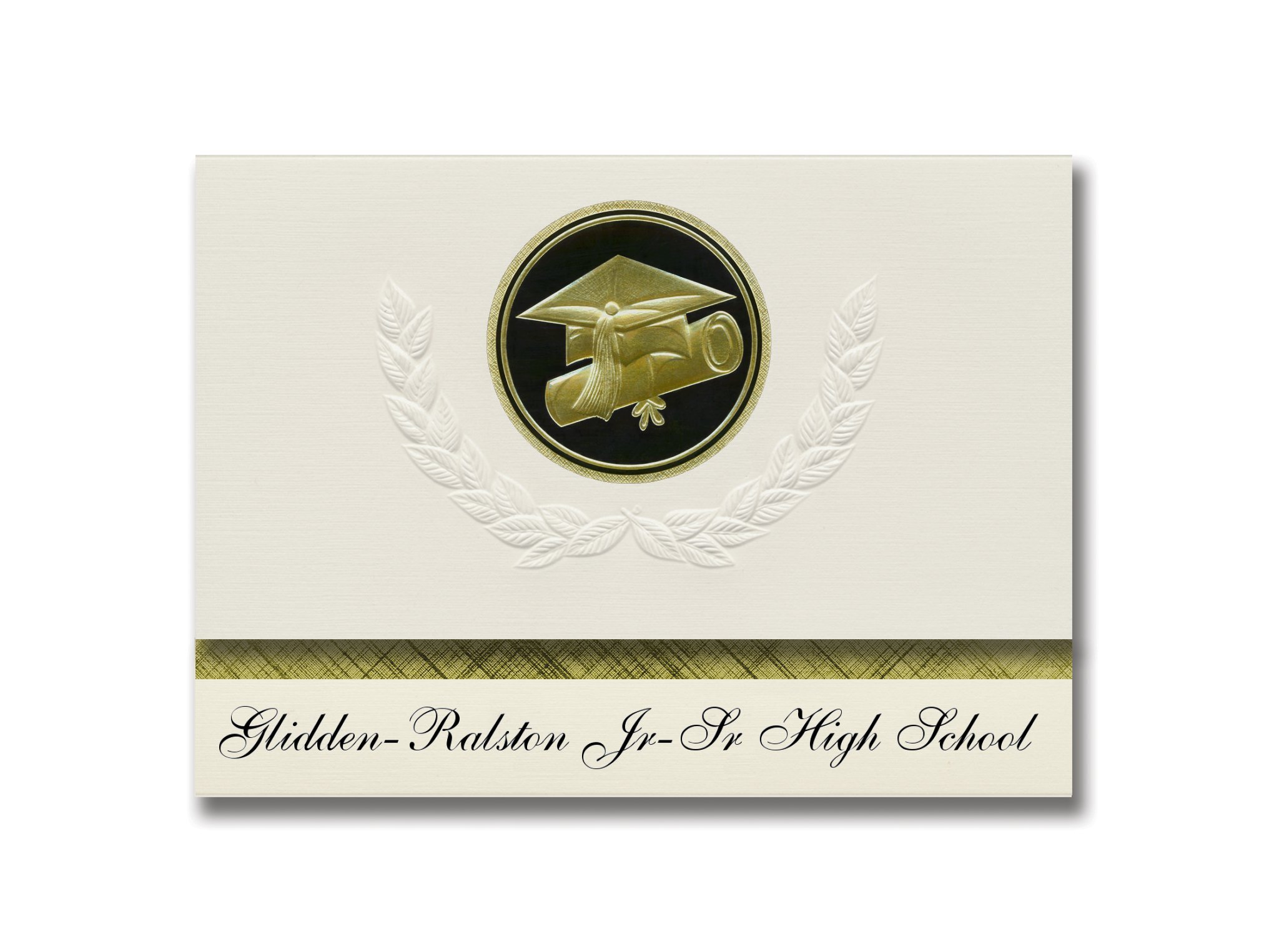 Glidden-Ralston Jr-Sr High School Graduation Announcements - Presidential Style Elite Package (25 Count) with Cap & Diploma Seal - Black & Gold Colors - Perfect for Graduation Ceremonies, Family Celebrations & School Events