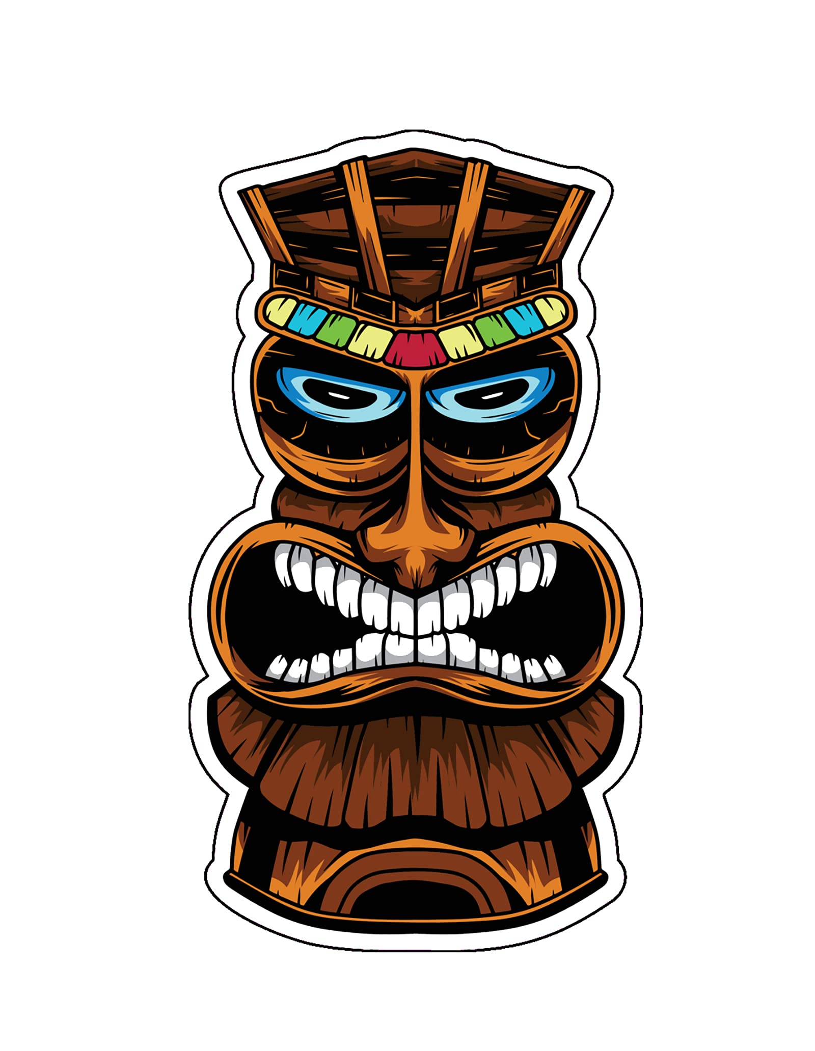 WickedGoodz Hawaiian Totem Vinyl Decal - Polynesian Beach Bumper Sticker for Laptops, Windows, Cars & Trucks - Perfect for Tropical Themed Decor, Surf Culture Enthusiasts and Beach Lover Gifts