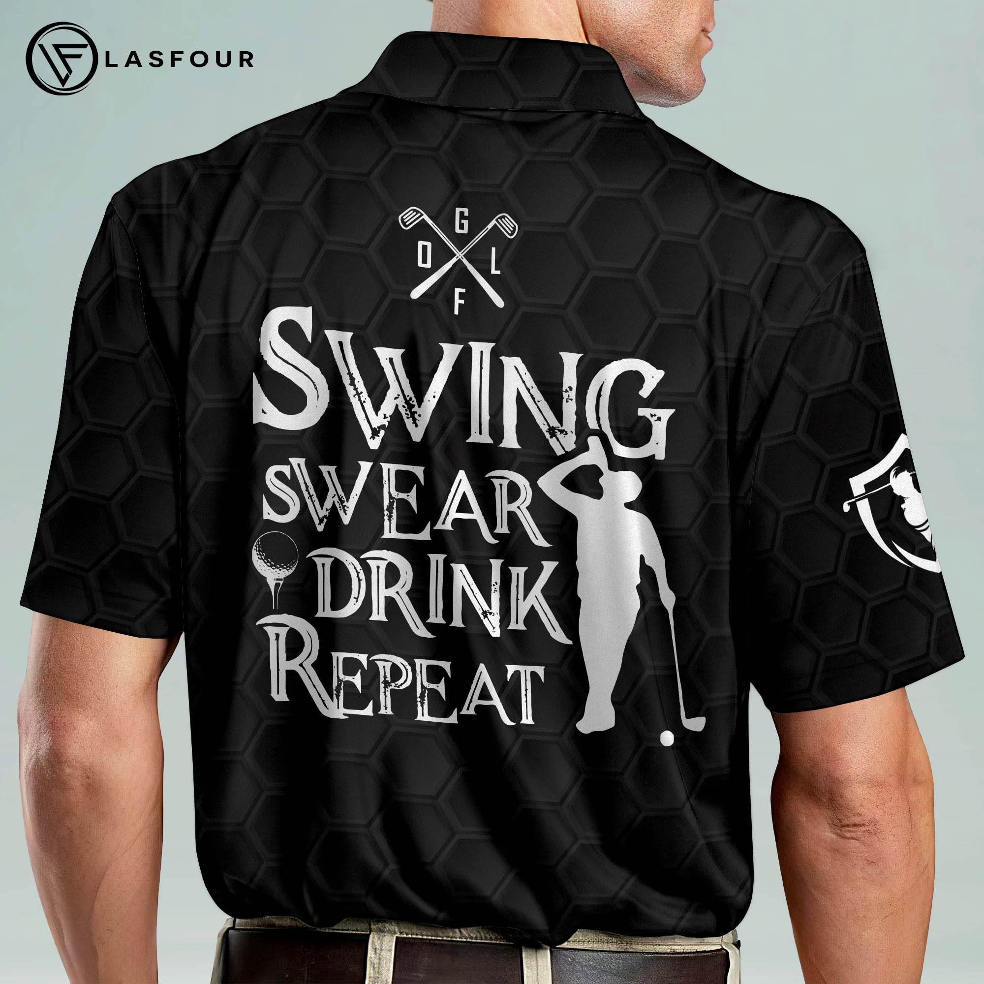 LASFOUR Patriotic Golf Shirts for Men - American Flag Polo Shirts, Funny Short Sleeve Golf Shirts for Dad & Grandpa - Perfect for 4th of July, Memorial Day & Father's Day Golf Outings