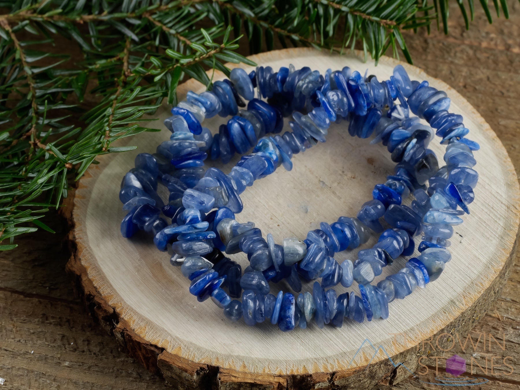 Blue Kyanite Crystal Bracelet - Handmade Healing Beaded Bracelet with Chip Beads (E1370) | Spiritual Energy, Meditation & Stress Relief Jewelry