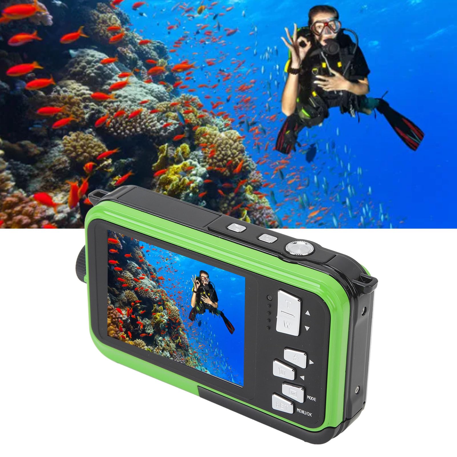 48MP 2.7K HD Digital Camera with 16X Zoom & Dual Screens - Compact Point and Shoot Camera for Beginners, Seniors & Travel - Perfect for Snorkeling, Hiking, Beach Vacations & Outdoor Adventures