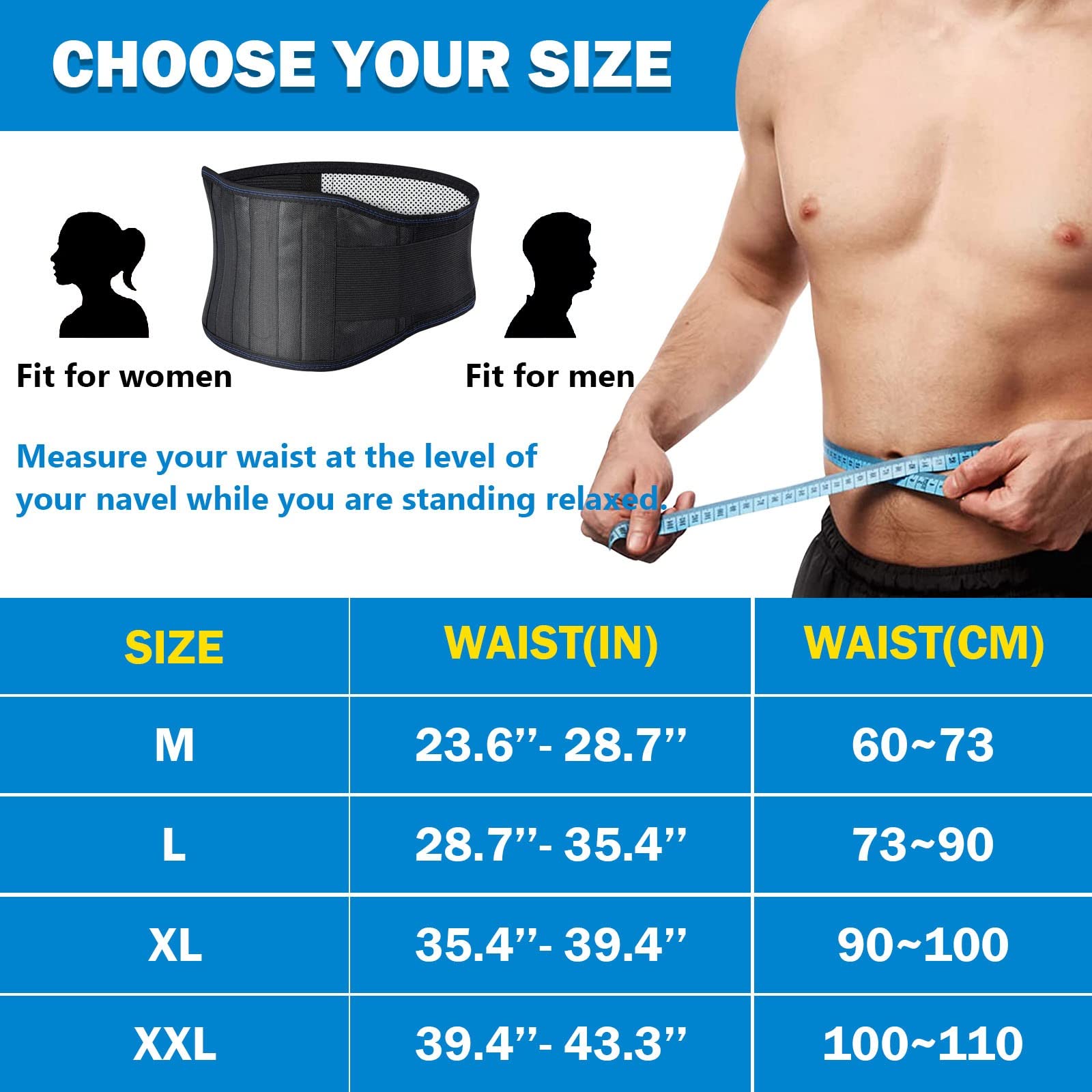 Heating Magnetic Therapy Back Brace Support Belt for Men & Women - Sciatica, Herniated Disc & Scoliosis Pain Relief - Adjustable XXL Size - Perfect for Office Work, Driving & Post-Surgery Recovery
