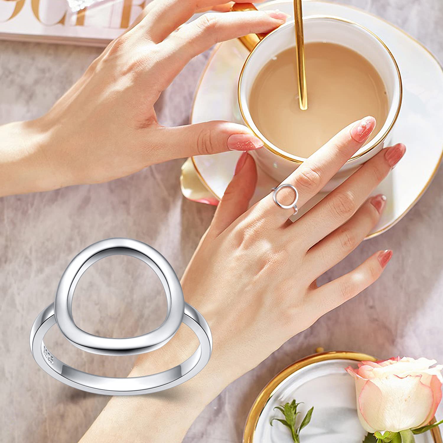 Sterling Silver Karma Ring for Women - Elegant Open Circle Design for Everyday Wear