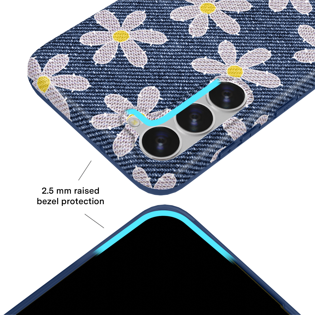 Samsung Galaxy Phone Case with Denim Daisy Floral Design - Stylish & Protective Cover for Everyday Use