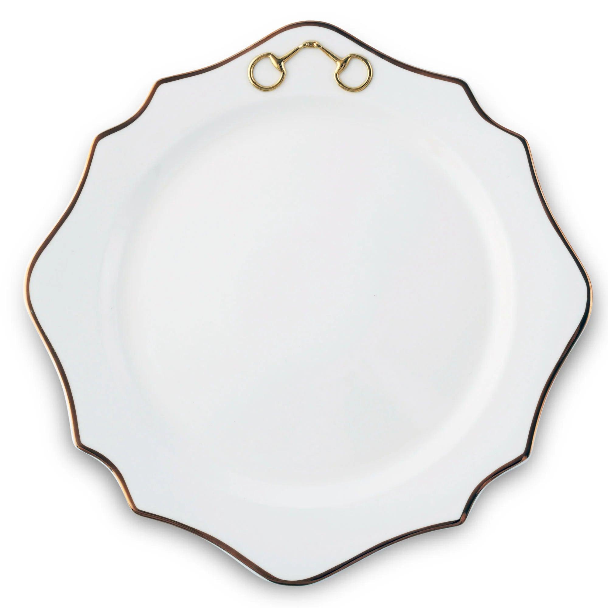 Premium Gold Scallop Snaffle Bit Charger Plate - Elegant Dinnerware for Wedding, Party & Holiday Table Decor