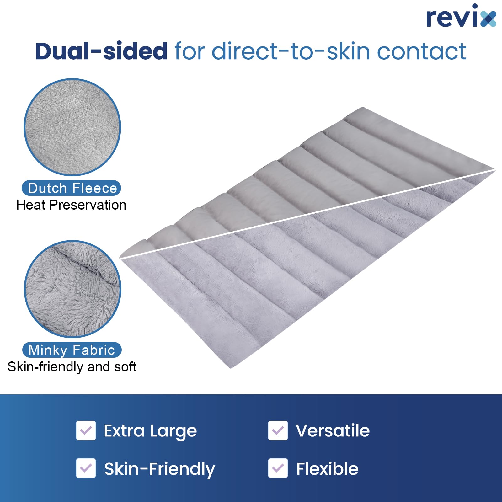 REVIX Extra Large Microwave Heating Pad for Back Pain Relief - Moist Heat Therapy for Full Back, Stomach, Shoulder, Neck & Leg - Microwavable Heated Wrap for Muscle Relaxation & Cold Therapy - Perfect for Home, Office & Travel Use