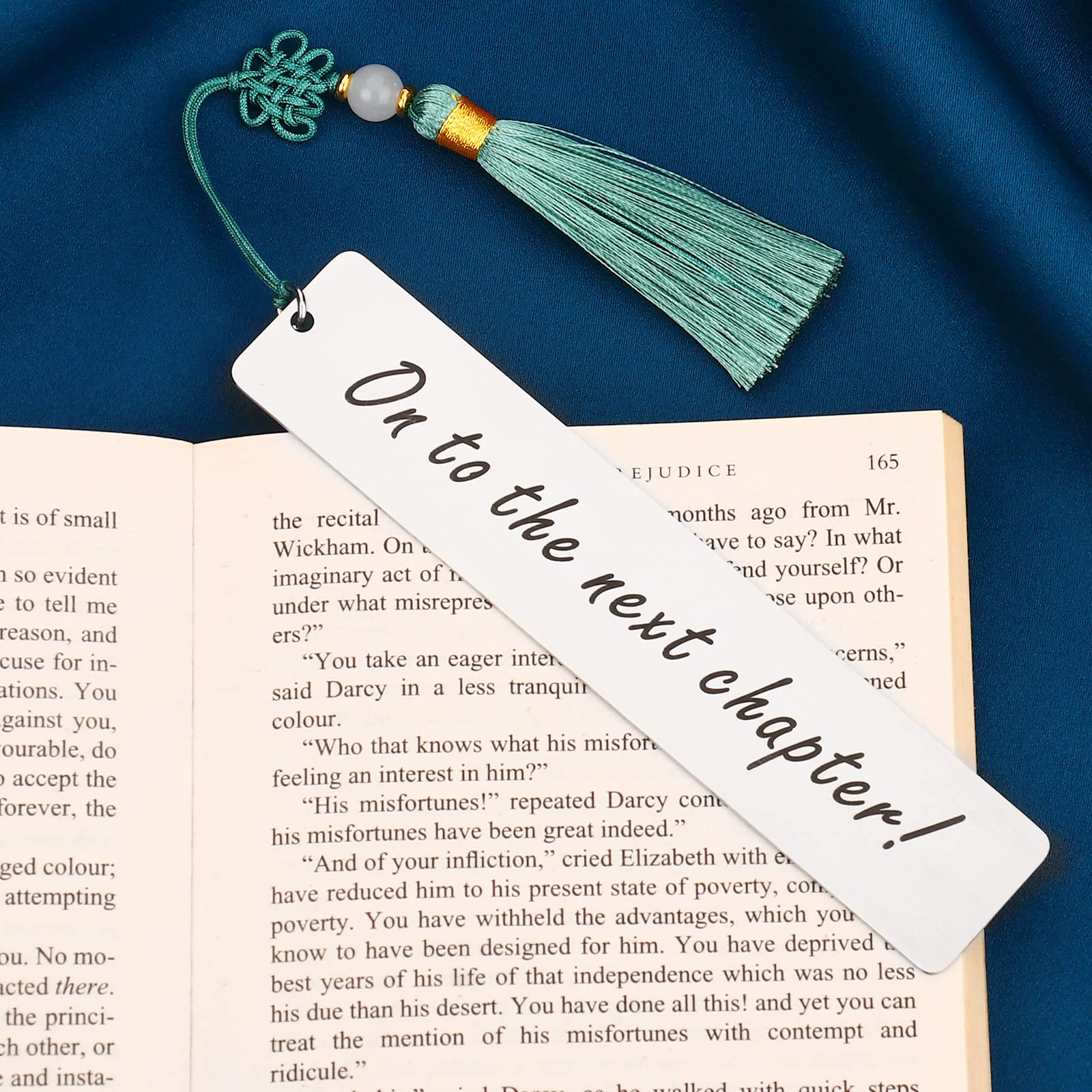 Personalized Engraved Metal Bookmarks - Custom Text Bookmark for Women, Teachers, Friends & Book Lovers - Unique Reading Gift with Green Tassel - Perfect for Book Clubs, Birthday Presents & Reading Accessories
