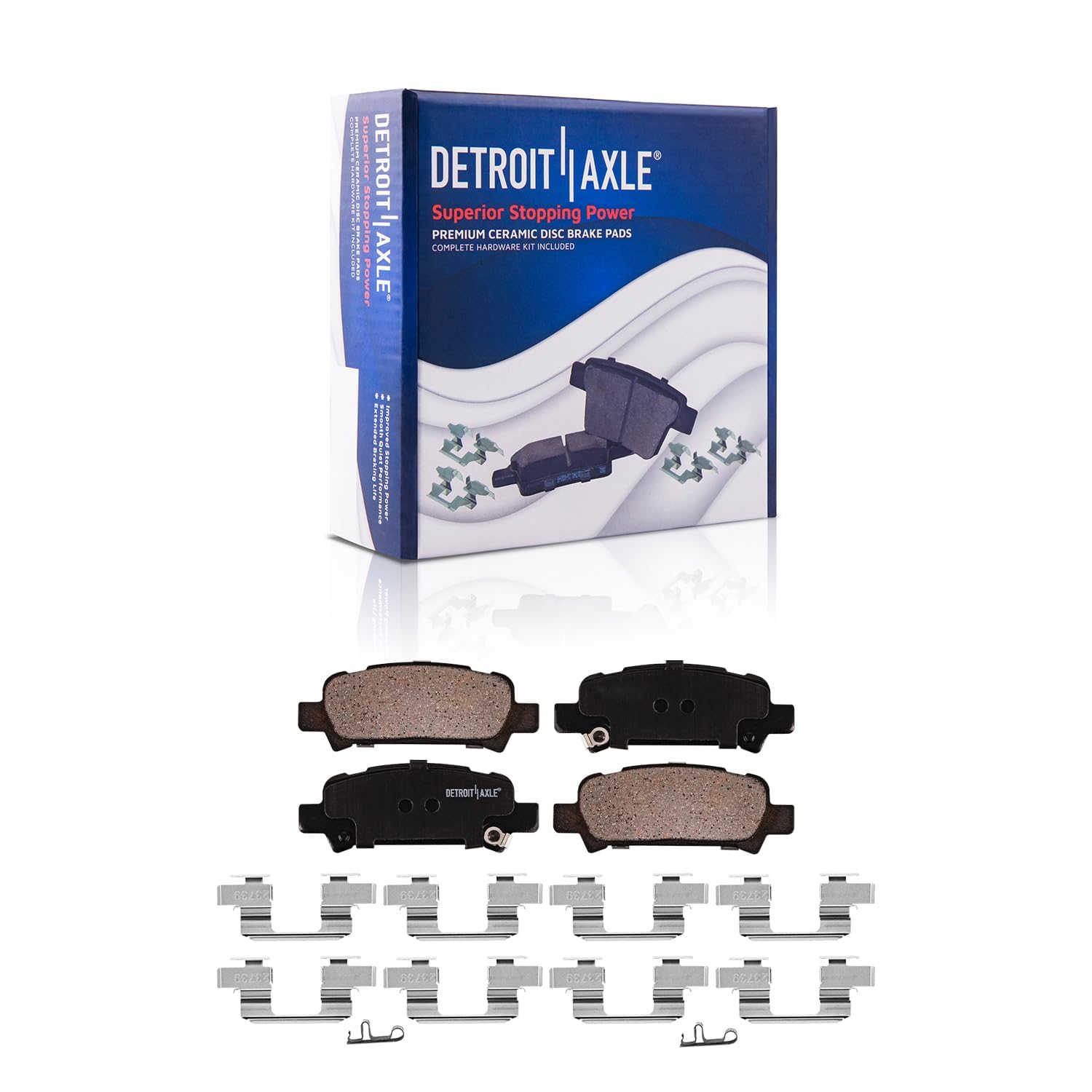 Detroit Axle Ceramic Brake Pads for Subaru Forester Impreza Legacy Outback - Front & Rear Replacement Brake Pads | Smooth Stopping Power for City Driving & Mountain Roads