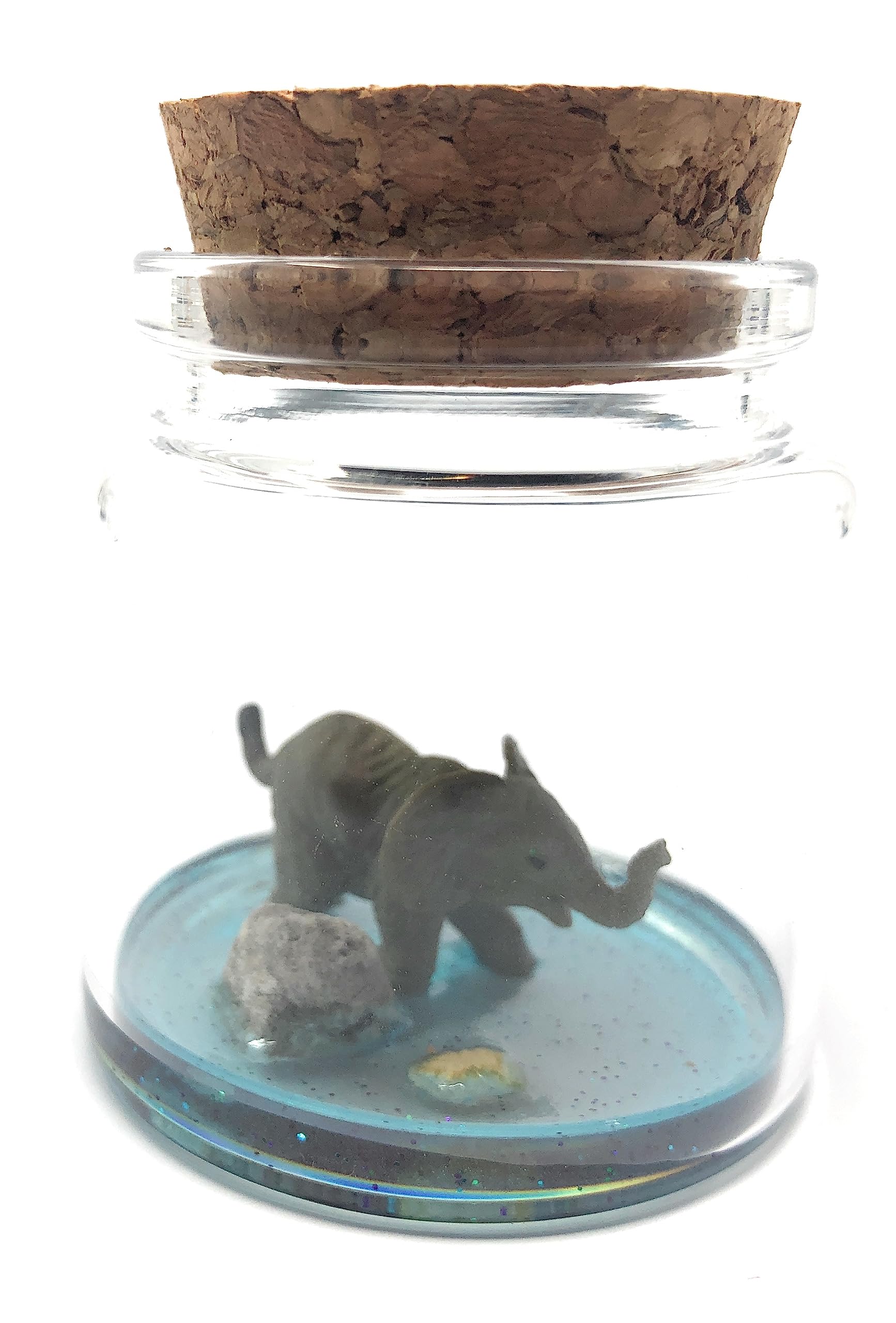 Mini Glass Terrarium with Adorable Elephant Desk Pet & Adoption Certificate - Perfect for Office Decor, Home Display & Stress Relief Gifts