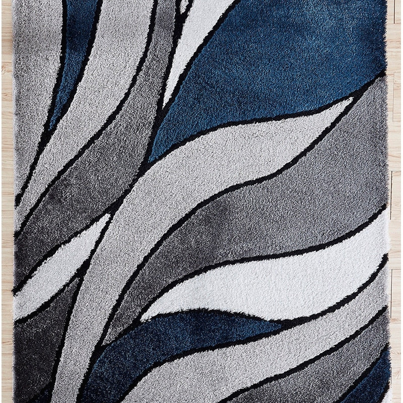 Aria Collection Soft Pile Hand Tufted Shag Area Rug - Blue 4'x6' - Plush Living Room Rug for Cozy Bedroom & Nursery Decor