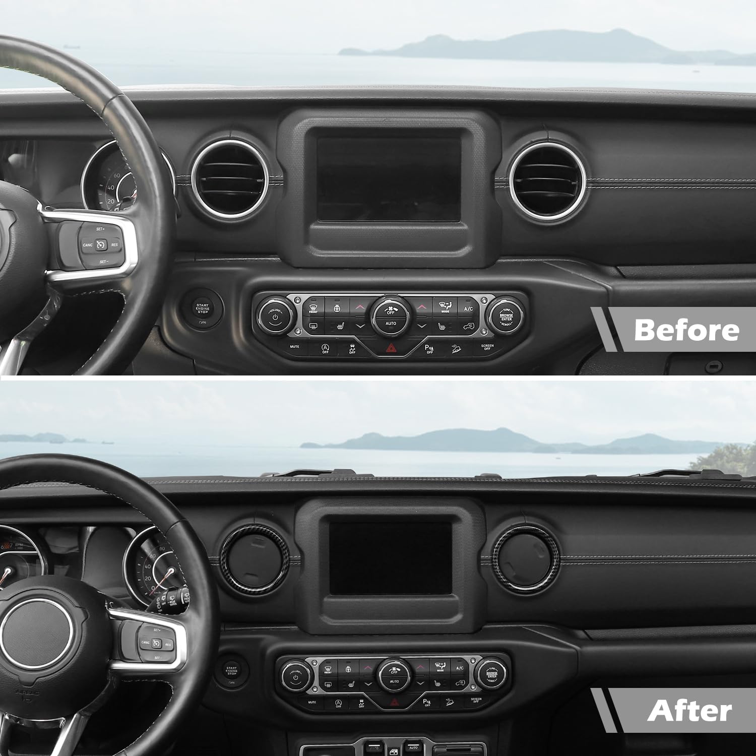 Carbon Fiber Dash Air Vent Covers for Jeep Wrangler JL/JLU & Gladiator JT (2018-2023) - 4pc Interior Trim Stickers | Upgrade Your Ride's Style & Protection | Perfect for Off-Roading & Daily Driving