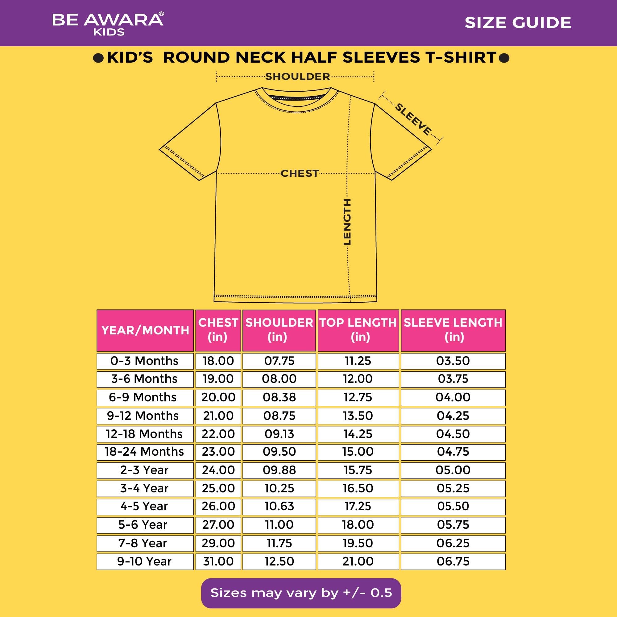 Awara 100% Cotton Round Neck Half Sleeve Kids T-Shirt | Family Matching Print Tees | Soft & Comfortable Unisex Casual Wear for Boys & Girls | Perfect for Family Outings, Playdates & Everyday Activities