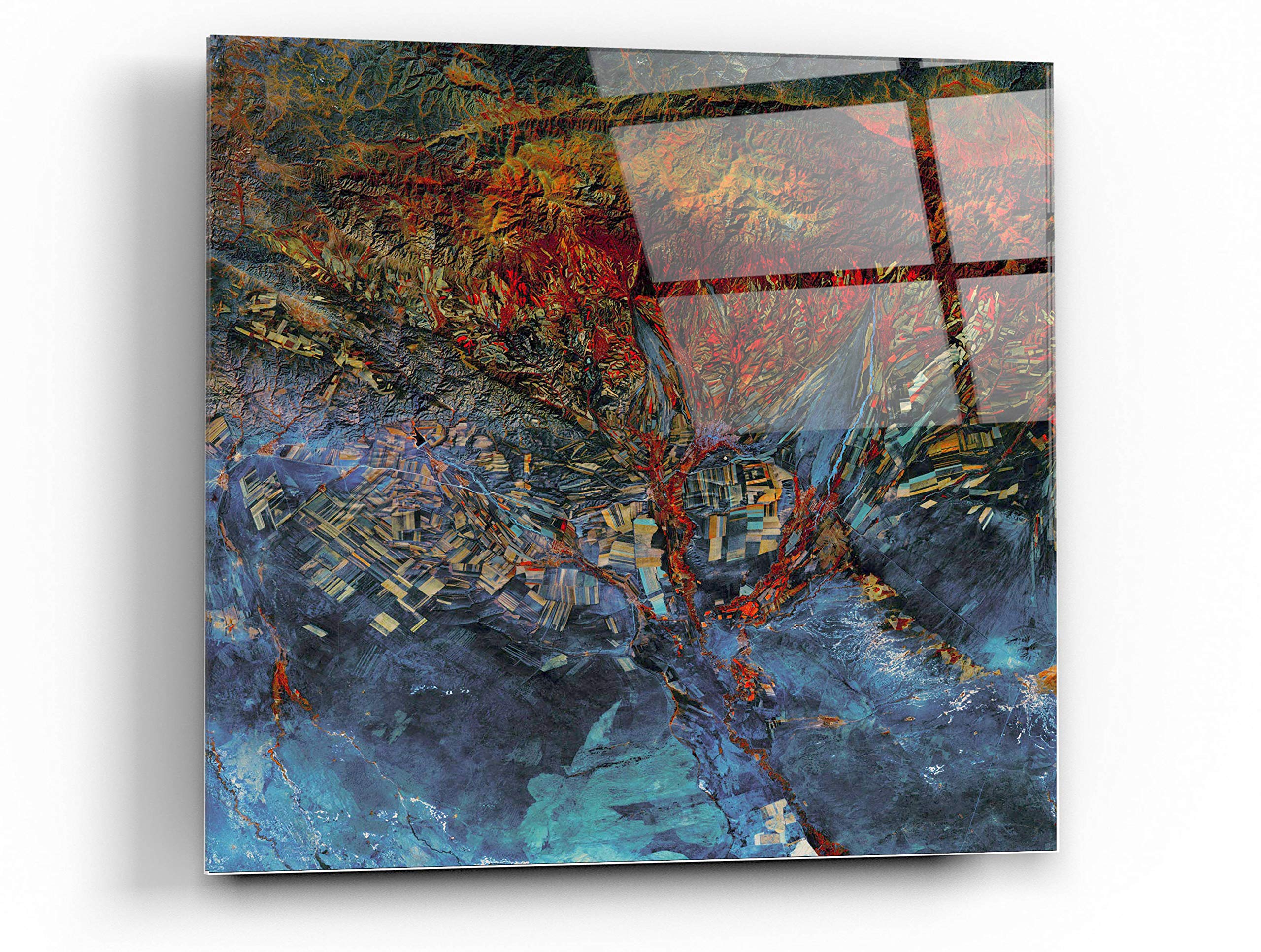 Epic Art 'Earth As Art: Cubism Landsat Style' Acrylic Glass Wall Art - 36x36 Inches Modern Home Decor for Living Room, Bedroom & Office