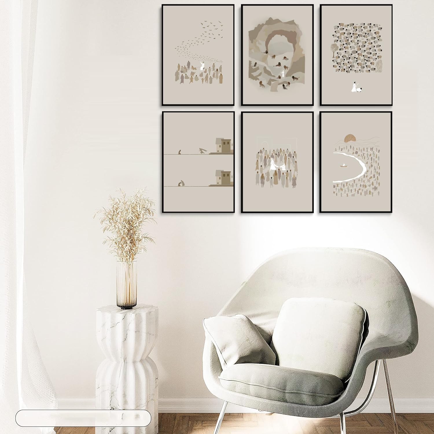 RYZQUBF 9Pcs Jesus Christian Canvas Wall Art - Boho Bible Verse Posters, Religious Wall Prints, Minimalist Jesus Paintings for Bedroom & Living Room Decor - Unframed Christian Home Decor for Prayer Rooms & Church Gifts