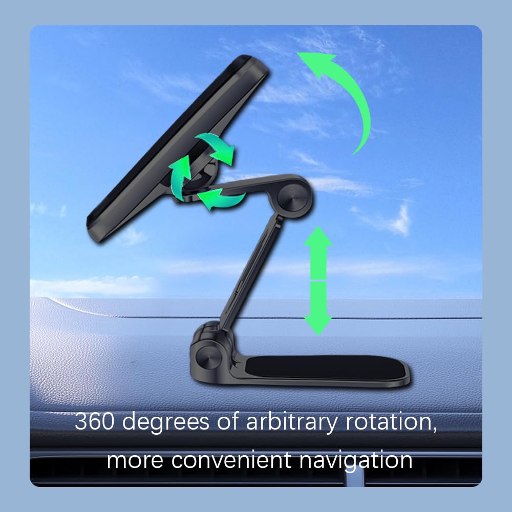 Mearo 360° Adjustable Magnetic Car Phone Holder - Universal Dashboard Phone Mount Stand for iPhone, Samsung & Smartphones - Perfect for Hands-Free Navigation & Safe Driving