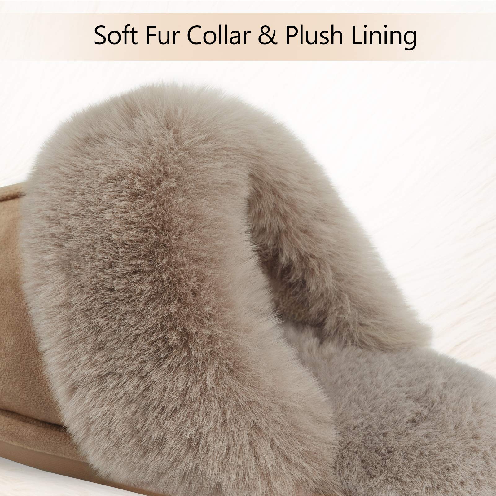 CozyFurry Women's Fuzzy Fluffy House Slippers - Faux Fur Warm Soft Indoor Shoes with Memory Foam & Anti-Skid Rubber Sole - Perfect for Home, Lounge & Winter Comfort