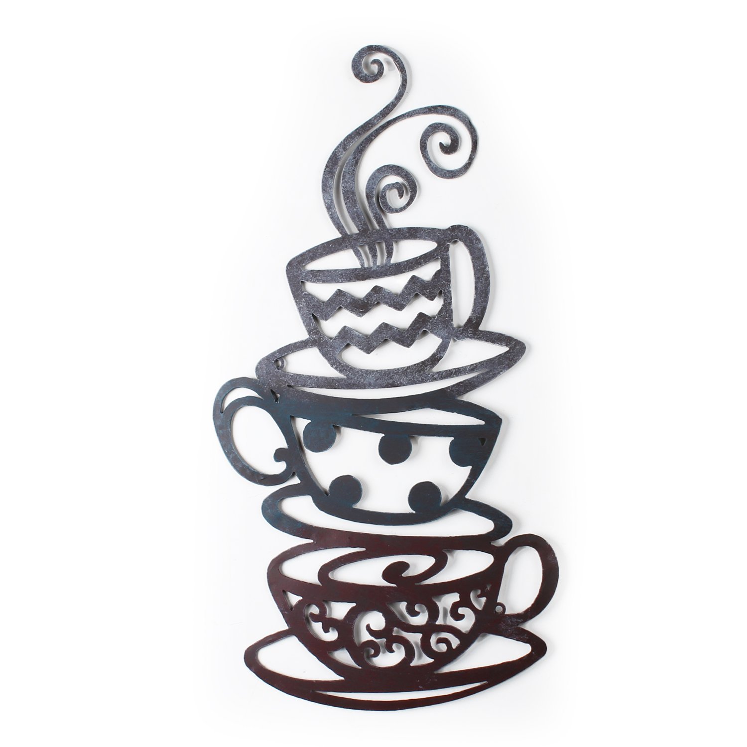 Vintage Metal Coffee Cup Wall Art - Rustic Kitchen Decor for Home & Cafe - Perfect for Farmhouse, Coffee Shop, and Dining Room Decorations