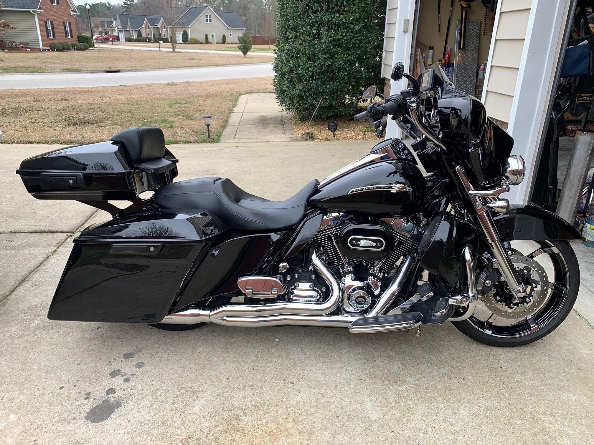 Premium Vivid Black Harley Saddlebags - Waterproof Motorcycle Luggage Bags for 2014+ Harley Davidson Touring Models - Perfect for Long Distance Rides & Road Trips