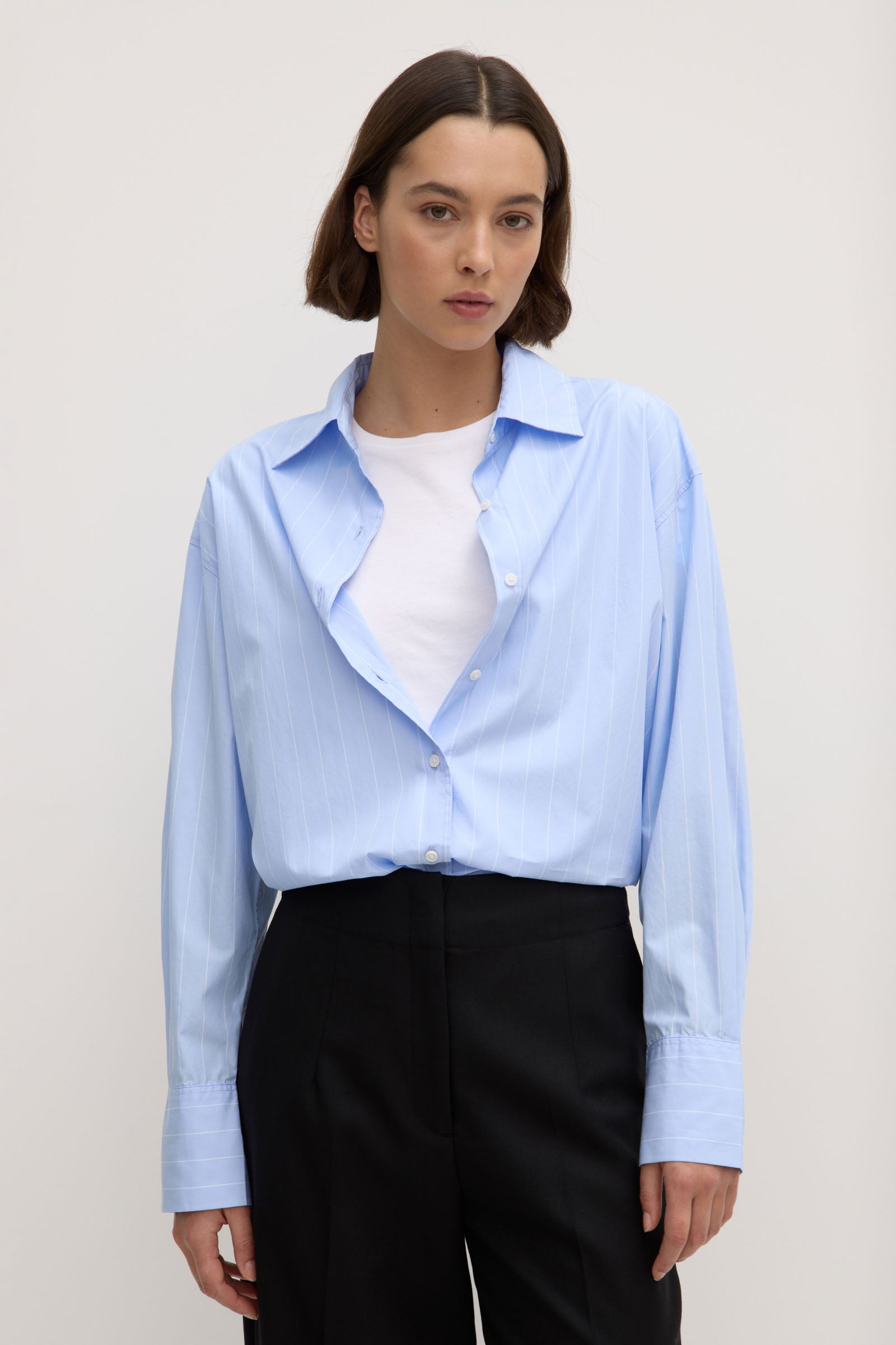 Women's Otis Poplin Stripe Shirt - Casual Button Down Top for Work, Office & Everyday Wear | Breathable Comfort Fit Blouse for Spring & Summer Outfits