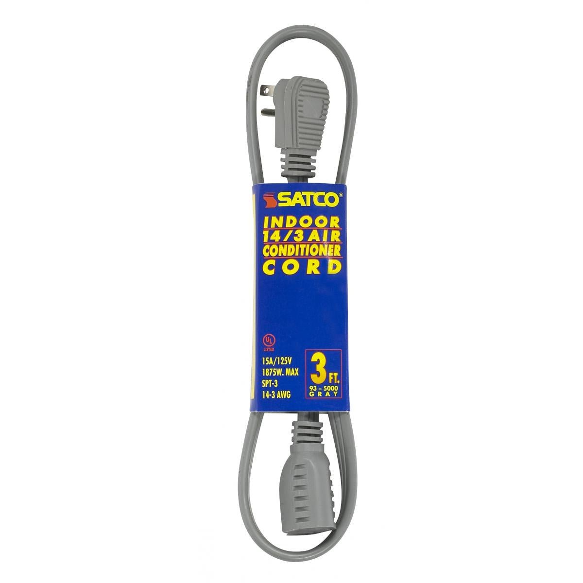 3 Foot Heavy Duty Gray Air Conditioner & Appliance Extension Cord - Perfect for AC Units, Refrigerators & Home Appliances