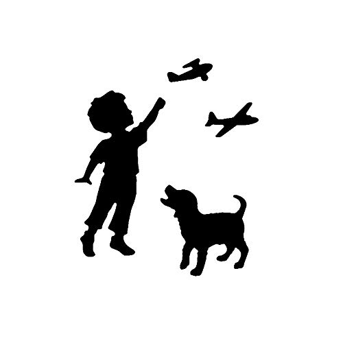 One child,One dog,Two planes