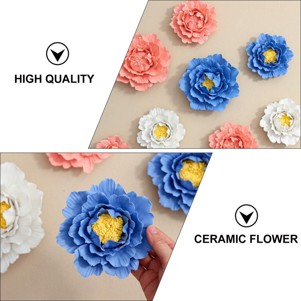 WINOMO Handmade 3D Ceramic Peony Flower Wall Art - Elegant Home Decor for Living Room, Bedroom, Hallway | Perfect Wall Mount Background for Wedding, Party & Interior Design