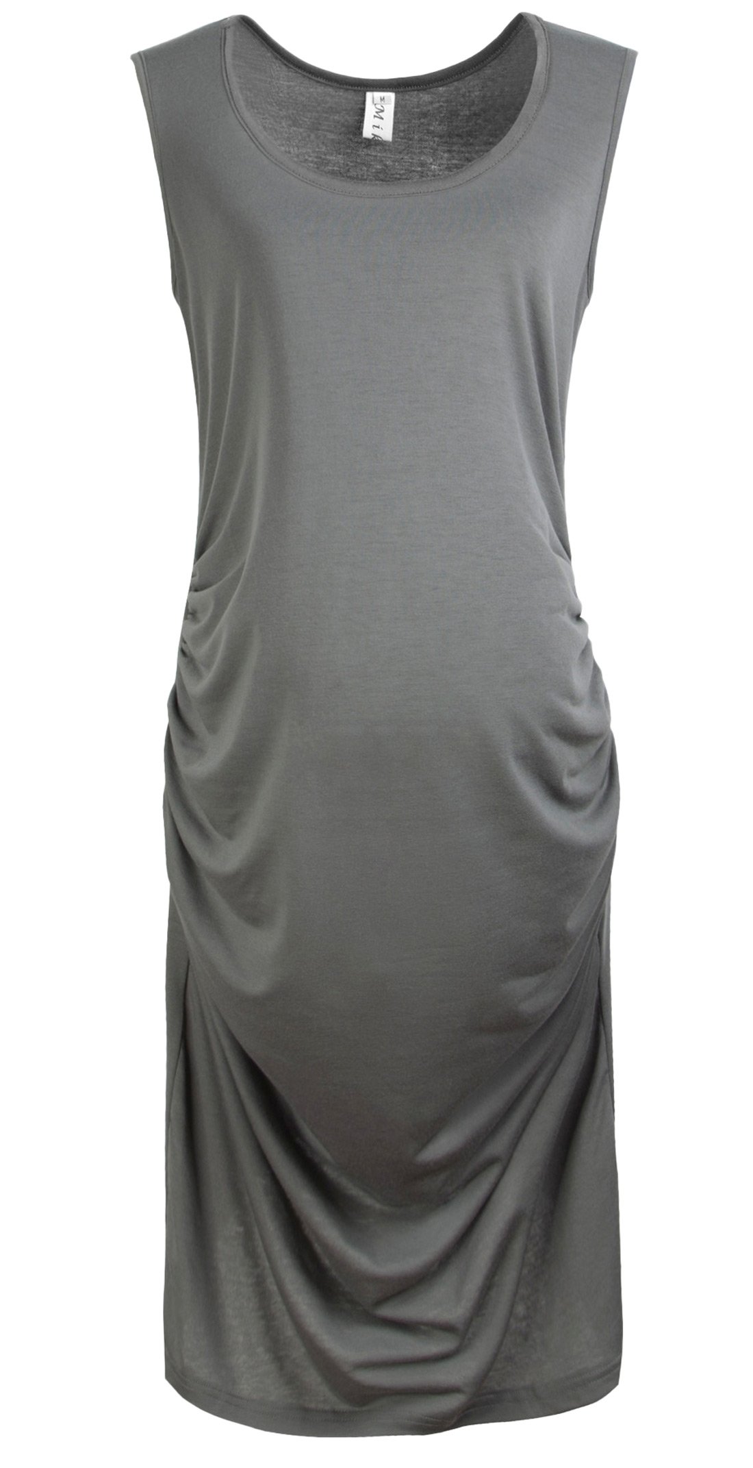 Chouyatou Women's Maternity Dress - Soft Jersey Fabric, Crew Neck, Ruched Side Seam - Perfect for Pregnancy, Nursing, and Everyday Comfort