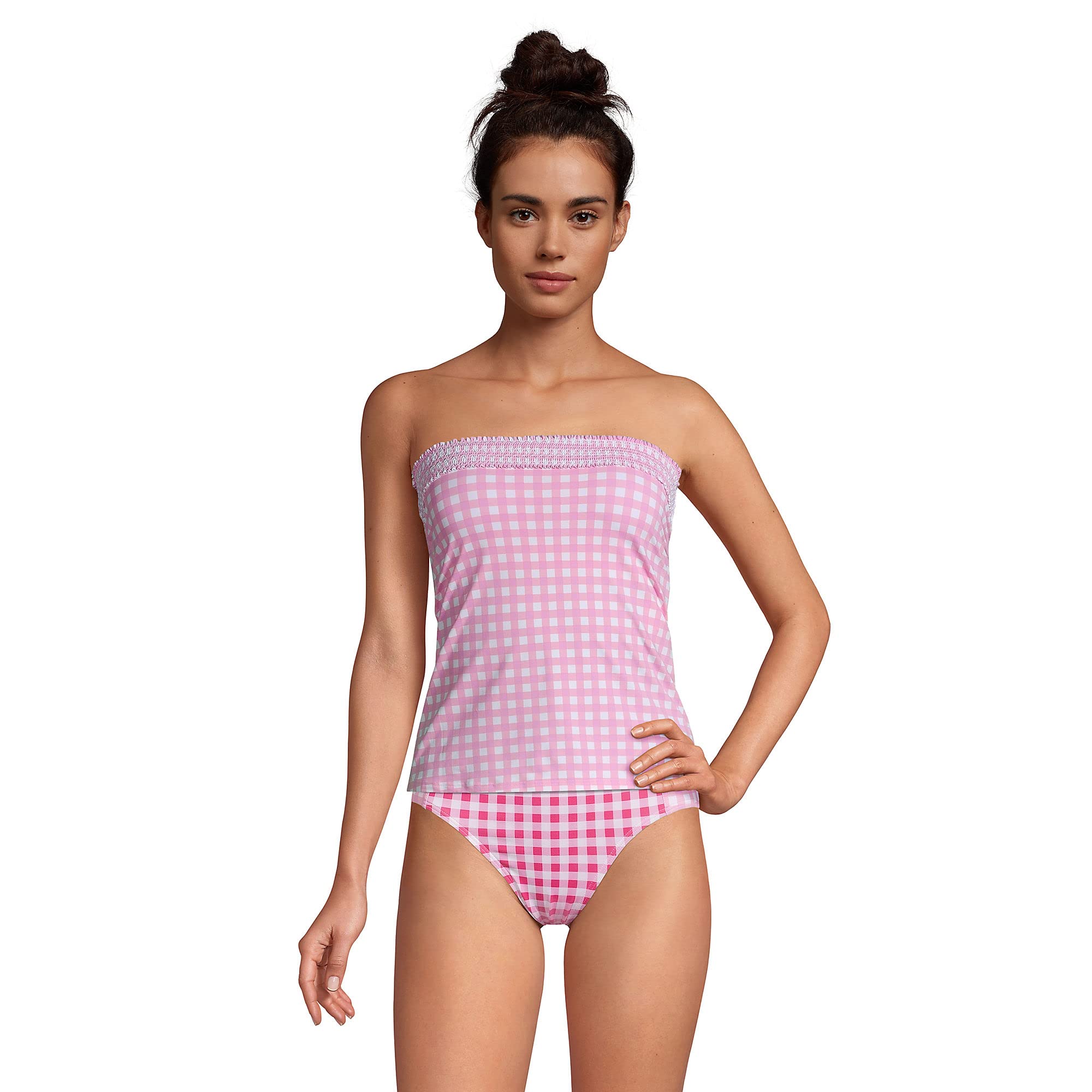 Lands' End Draper James Women's Chlorine Resistant Bandeau Tankini Top Swimsuit with Removable Straps | Perfect for Pool, Beach & Summer Vacations