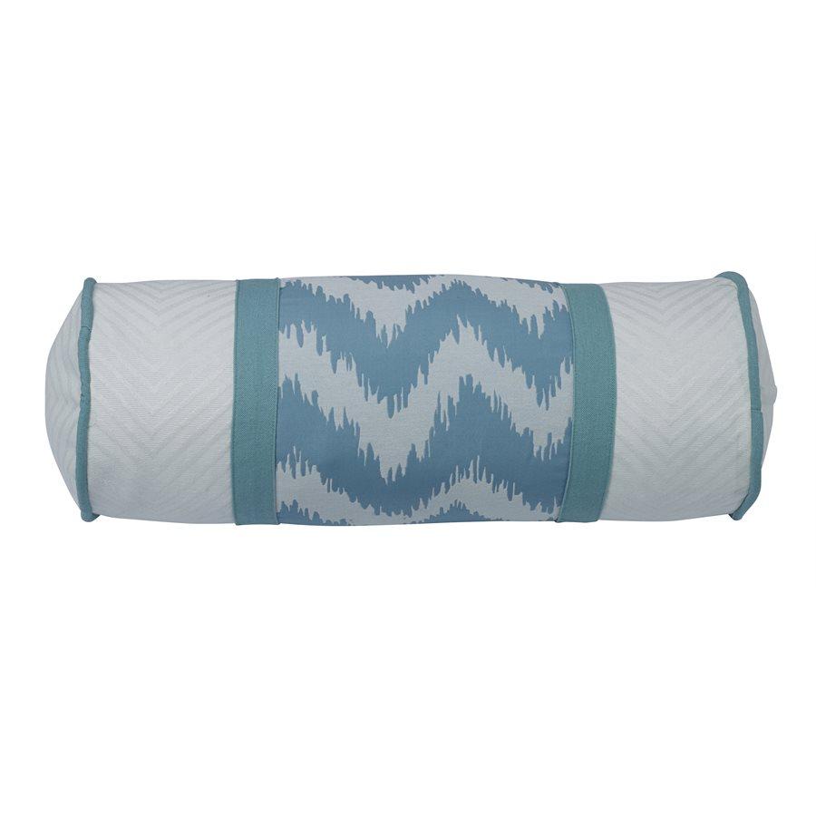 Catalina Neckroll Pillow with Aqua & White Chevron Design - Comfortable Travel & Home Neck Support for Airplane, Car, Office & Relaxation