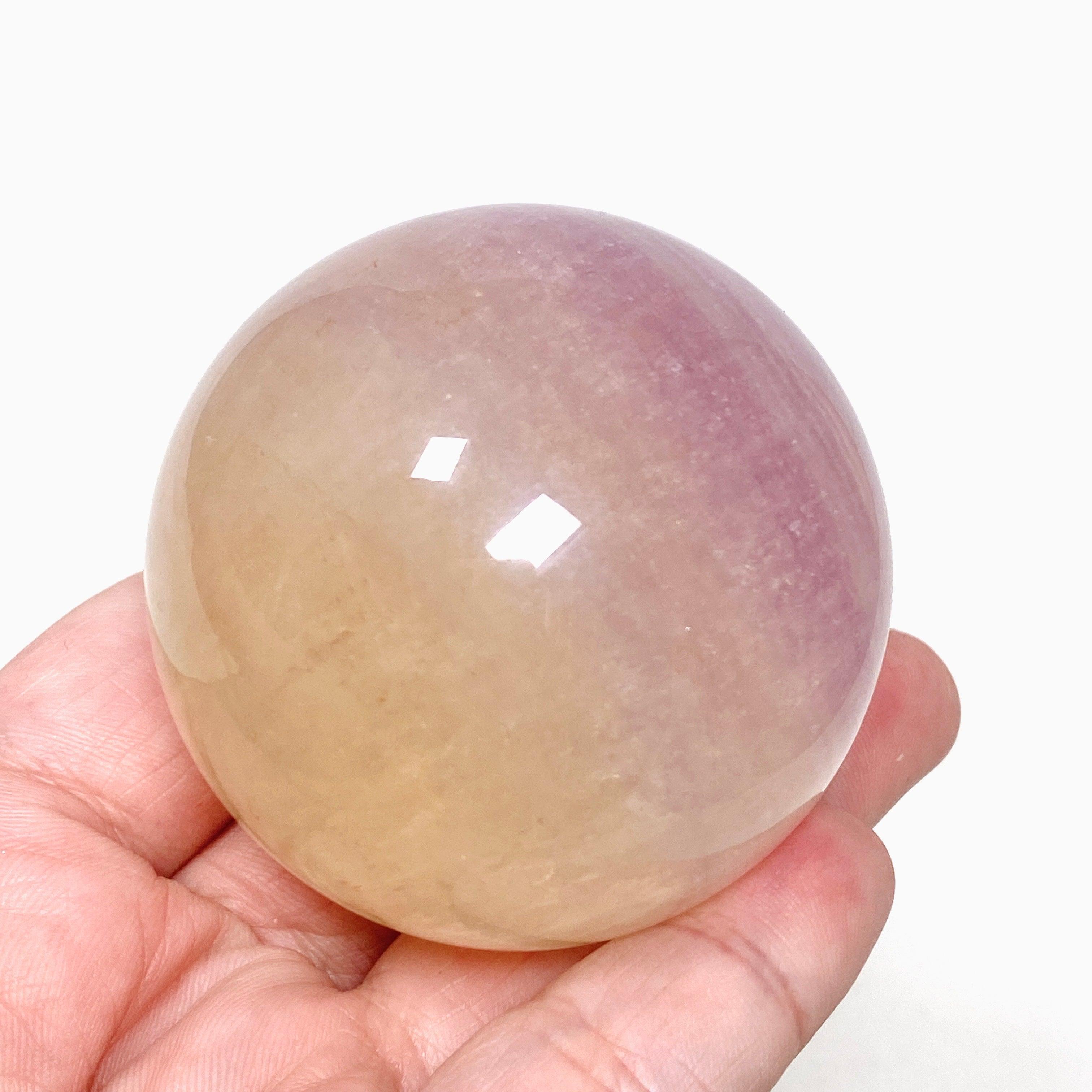 Natural Pink and Yellow Fluorite Crystal Sphere - 12