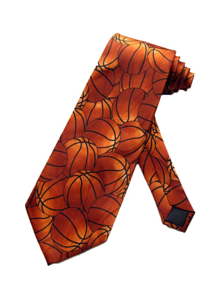 Steven Harris Basketball Collage Necktie - Brown One Size Men's Tie - Perfect for NBA Games, Office Wear & Gift Giving