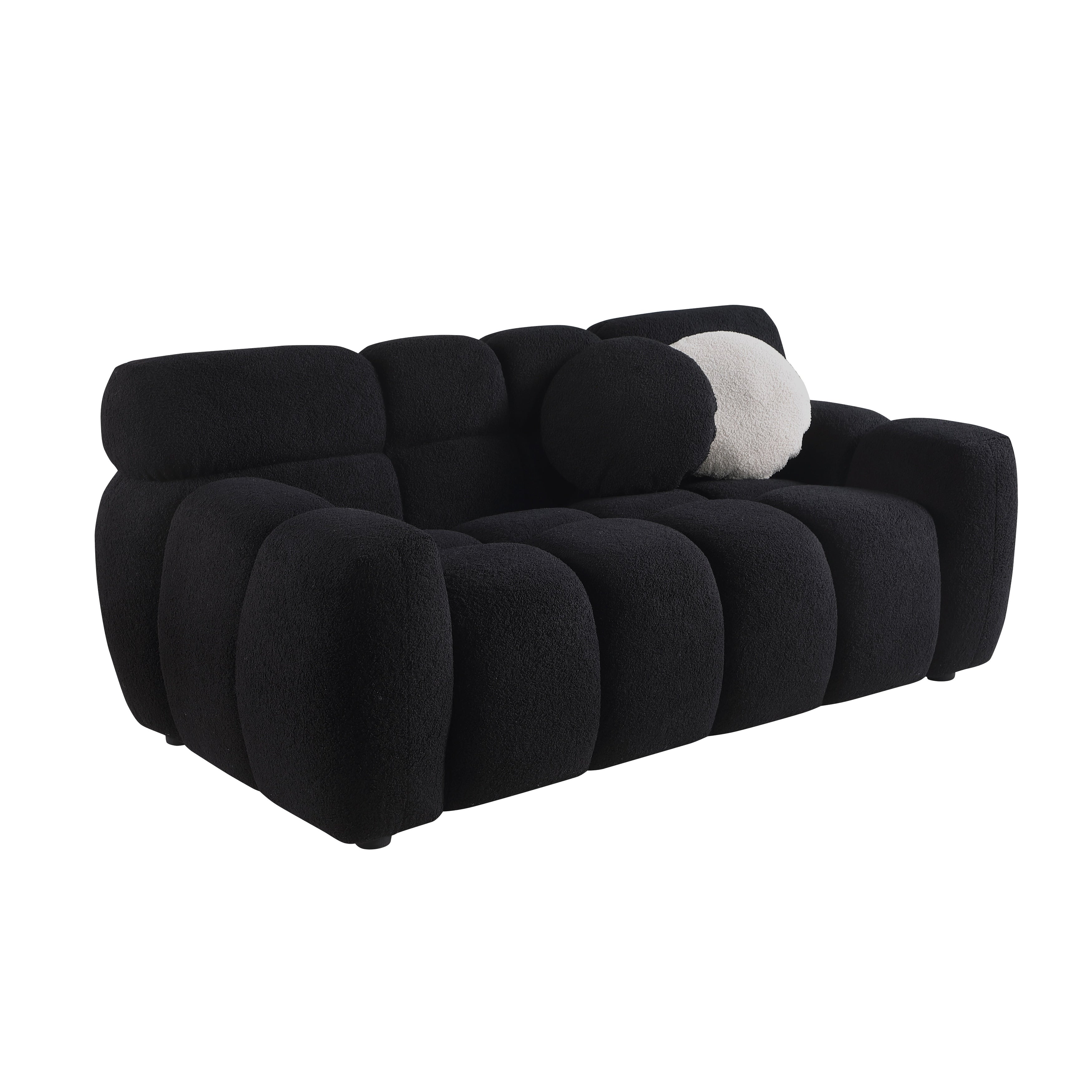 Luxury Beige Boucle 3-Seater Sofa - Marshmallow Cloud Design with Ultra Plush Cushions for Small Living Rooms & Apartments | Perfect for Cozy Movie Nights & Modern Home Decor