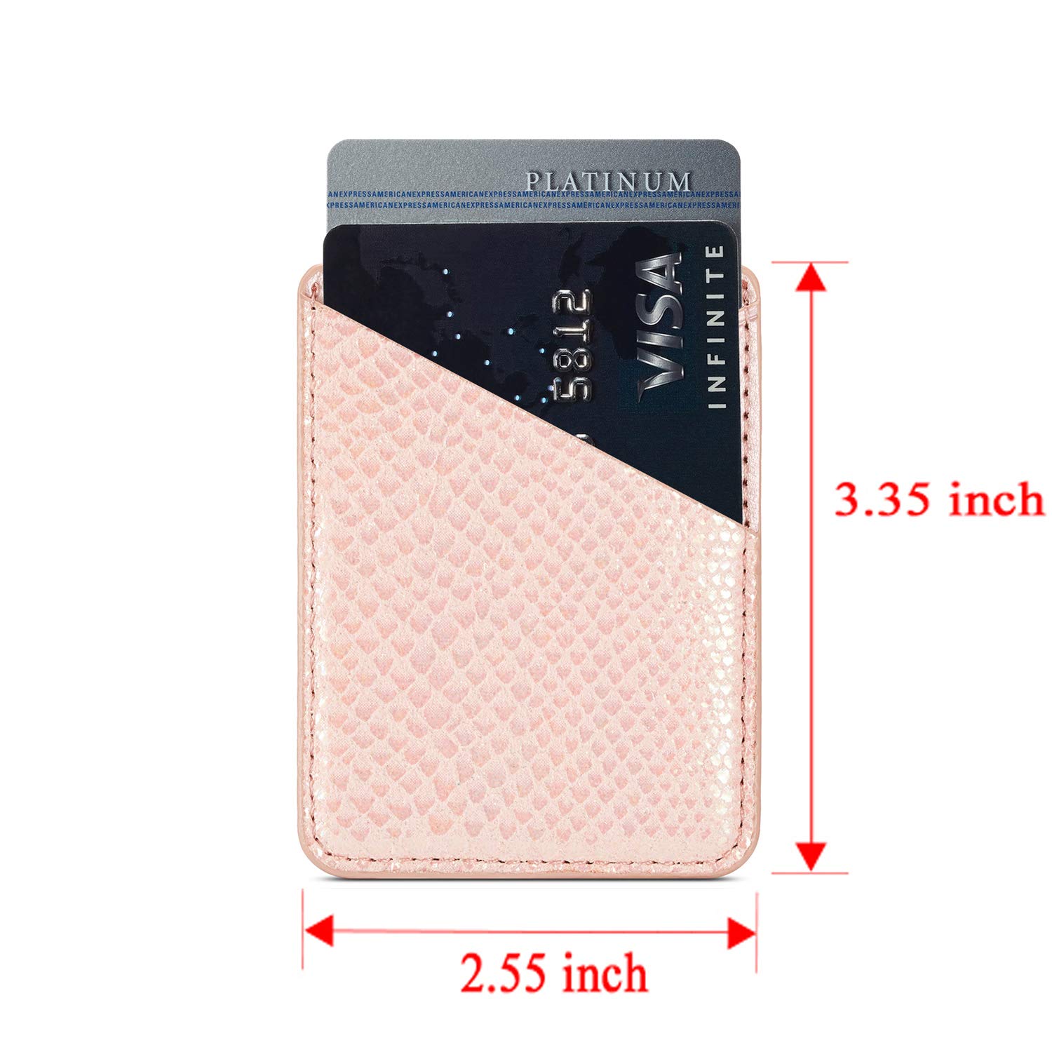 Holographic Gradient Snake Skin PU Leather Phone Wallet - Slim Sticky Card Holder for iPhone & Samsung (2 Pack) | Stick to Back of Phone Case for Hands-Free Convenience | Perfect for Shopping, Travel & Daily Use